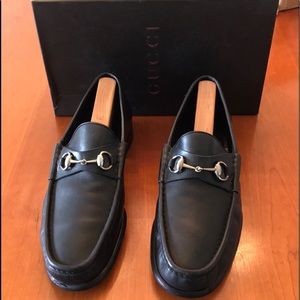 Men’s Gucci Silver Horsebit Loafers Black 10.5 D